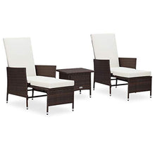 FAMIROSA Set Divani da Giardino 3 pz con Cuscini in Polyrattan Marrone
