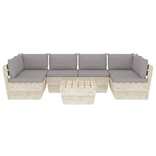FAMIROSA Set Divani da Giardino su Pallet 7 pz con Cuscini Legno Abete-3589