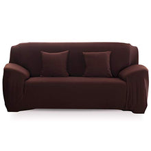 VanderHOME Copridivano Elastico Fodera per Divano in Tinta Unita in Spandex Marrone Scuro, 4 posti