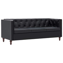 vidaXL Divano Chesterfield a 3 Posti Similpelle Nero Moderno Arredo Casa Sofa