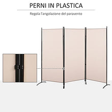 homcom Paravento a 3 Pannelli Pieghevole, Frangivista Divisorio per Ambienti in Metallo e Poliestere 253x50x182cm Beige