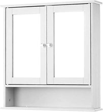 XHCP Armadietto da Bagno a Parete con Ante a Doppio Specchio Armadio con ripiano Regolabile (Bianco)