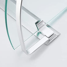 Umi. Essentials Bathroom Glass Corner Shelf with Towel Bar 2-Tier Wall Mounted Extra Thick Tempered Glass Aluminum Silver Sand Sprayed, A4123B