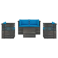 FAMIROSA Set Divani da Giardino su Pallet 5 pz con Cuscini Massello Pino-1819