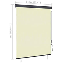Tenda a rullo per esterni, 140 x 250 cm, color crema