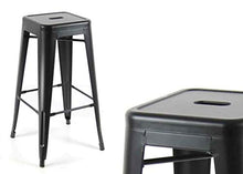 Gicos Sgabello Nero Matt 43 * 43 * 76 cm Angolo Bar Struttura in Metallo Serie Industrial ONN-743313