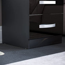 Marchio Amazon - Movian Lucido 2 Cassetti Comodino, Nero, 47 x 40 x 36 cm