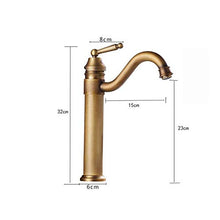 HYY-YY - Rubinetto antico per lavabo con miscelatore rotante in ottone massiccio monovasca, lavabo, lavandino con tubi caldi e freddi