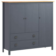 FAMIROSA Armadio a 3 Ante Hill Range Grigio 142x45x137cm Massello Pino