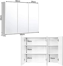 DREAMADE Armadietto a Specchio per Bagno Mobiletto Specchiera con Specchio e 3 Ante per il Bagno a 3 Ripiani, Bianco