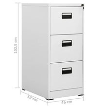 vidaXL Schedario con 3 Cassetti Acciaio Grigio Archivio Classificatore Ufficio
