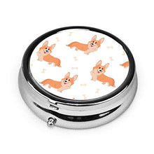 Scatola portapillole a 3 scomparti, senza cuciture, modello Corgi, per animali domestici, set di lusso da viaggio, in metallo, rotondo, argento, pillole, vitamine e olio di pesce