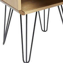Comodino Buda con 1 cassetto, colore Quercia, gambe metalliche in nero