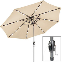 Fp-Tech FP-JD4013LU Ombrellone da Giardino con Pannello Solare, 24 LED e USB Incorporati, Beige, 2.7 m