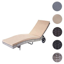 Mendler Lettino Regolabile da Esterno HWC-D80 polyrattan Grigio con Cuscino Beige