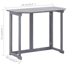 SKM Tavolo da Balcone Pieghevole 90x50x74 cm in Massello di Acacia