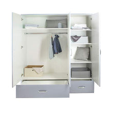 Miami Kleiderschrank 3-türig 2 Ante con Chiusura rallentata e 1 cassetto Completamente Estraibile, con Armadio e Ripiani, Legno, Grigio Chiaro Metallizzato, 52 x 146 x 200 cm