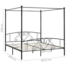 SKM Letto a Baldacchino Nero in Metallo 200x200 cm