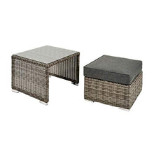 Gartentraum Pratico Set Sgabello-Tavolo in Look Rattan - Lounge-Set Pari