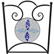 vidaXL Set 2 pz Sedia Bistro in Ferro da Giardino Esterno con Mosaico Blu/Bianco