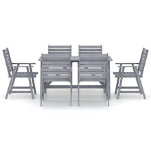 FAMIROSA Set Pranzo da Giardino 7 pz in Legno Massello di Acacia Grigio-7855