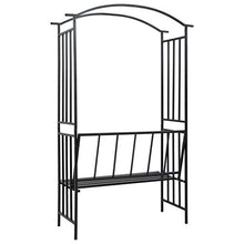 E E-NICES Arco da Giardino con Panca Nero 114x45x205 cm in Ferro