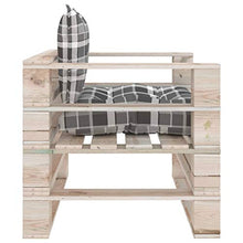 vidaXL Divano da Giardino Pallet Cuscini Grigi a Quadri Legno di Pino
