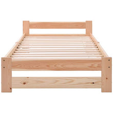 Letto in legno massiccio con testiera e rete a doghe, naturale (200 x 90 cm)