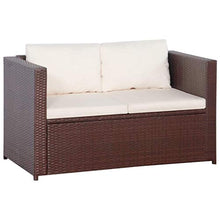 Festnight Set da Bistrot con Cuscini, Tavolo Sedie da Giardino in Polyrattan, Set Mobili da Giardino Marone 3 pz
