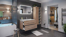 Set di mobili da bagno Firenze 100 (4 parti/B) rovere chiaro e specchio a LED