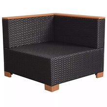 GOTOTOP Divano Angolare da Giardino,Divano da Esterno 2 Posti,con 2 Cuscini di Seduta e 2 Cuscini per Lo Schienale,in Polyrattan,Nero e Marrone,69.5 x 69.5 x 57.5 cm