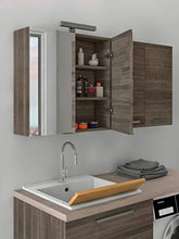 Mobile lavanderia marrone scuro con pensile e specchio - L.138 P.63 x Top Legno c/lavabo in Politek