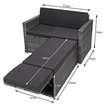 Casaria Divano Lounge 2 Posti Divanetto da Giardino Cuscini Pouf Mobile Chaise Longue Mobili Balcone
