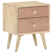 Tidyard Comodino in Legno Massello di Mango con Cassetti,Comodino Rustico,Comodino con Cassetti,Comodino Camera da Letto,Comodino Cameretta,Comodino Rustico 40x35x50 cm