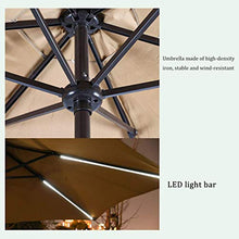 HXFAFA Ombrellone da giardino con 8 strisce LED, a energia solare, 270 cm, impermeabile
