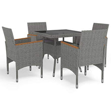 FAMIROSA Set Mobili da Pranzo da Giardino 5 pz Grigio Polyrattan Acacia-8325