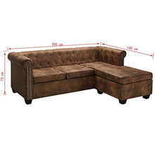 Festnigh Divano Chesterfield Moderno Angolare a L in Pelle Artificiale Marrone/Nero/Bianco