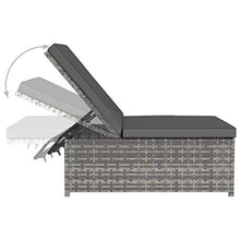 vidaXL - Lettino prendisole 2 pezzi, con tavolo in polyrattan, colore: Grigio