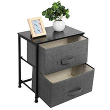 Comodino Comodino in Tessuto A 2 Cassetti Estraibile Organizer Portaoggetti per Camera da Letto Ingresso Corridoio Nero
