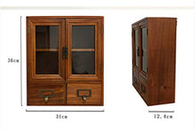 Armadio Da Scrivania In Legno Massello Con Cassetti In Vetro Retrò 30.8*36cm Marrone