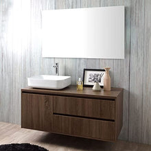 Kiamami Valentina MOBILE BAGNO SOSPESO EFFETTO LEGNO NOCE SCURO 120CM E SPECCHIO A FILO | SIENA