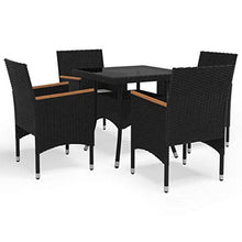 SKM Set Mobili da Pranzo per Giardino 5 pz Nero Polyrattan e Acacia (41.64kg)