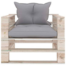 FAMIROSA Divano da Giardino in Pallet con Cuscini Grigi in Legno di Pino