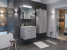 Set di mobili da bagno Firenze 70 (4 parti/C) grigio cemento e armadio specchio