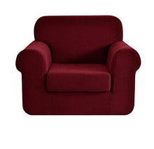 Ebeta 2-Pezzi Copridivano Copripoltrona Jacquard, Fodere copridivano coprisedia, Elasticizzato Sofa Cover Coprisofà Poltrona 1 Posto (Vino Rosso, 85-115 cm)