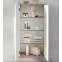 FACKELMANN Set di mobili da bagno Stanford 4 pezzi, con mobiletto sospeso e vasca in ceramica da 110 cm e armadietto a specchio a LED