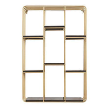 Semplicità Elegante Scaffale a Muro Scaffalature Sospese Scaffali Rettangolari in Ferro Battuto Libreria in Legno per Camera da Letto Grata, 4 Strati, HJJ, Oro, 60x16.5x90cm