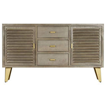Festnight Comò e Cassettiere, Cassettiera Legno Massello di Mango Grigio e Ottone 140x40x80cm
