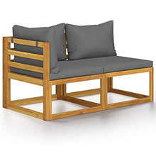 FAMIROSA Set Divani da Giardino 2 pz con Cuscini Grigio Scuro in Acacia