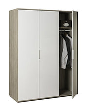 Composad Armadio Omnia Rovere Gessato con Tre Ante Laccate Bianche Lucide
